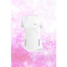 Poseidon Storm Büyük Beden Kadın Beyaz Dri-Fit Kumaş Baskısız Yuvarlak Yaka Kısa Kol T-Shirt (4XL-10XL)