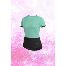 Poseidon Storm Büyük Beden Kadın Su Yeşili Dri-Fit Kumaş Yürüyüş ve Koşu Için Konforlu  Sıfır Yaka T-Shirt   (4XL-10XL)
