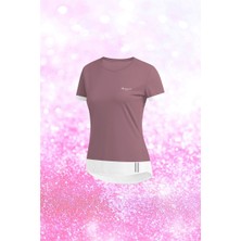 Poseidon Storm Büyük Beden Kadın Gül Kurusu Dri-Fit Kumaş Spor Için Konforlu  Bisiklet Yaka Tshirt  (4XL-10XL)