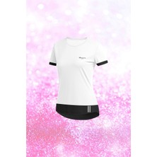 Poseidon Storm Battal Beden Kadın Beyaz Dri-Fit Kumaş Yürüyüş Için Konforlu  Sıfır Yaka T-Shirt  (4XL-10XL)