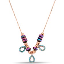 Argentum Concept Renkli Hematit Taşlı Damla Figürlü 925 Ayar Gümüş Kolye - N170601