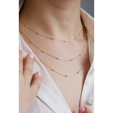 Argentum Concept 925 Ayar Gümüş Toplu Üç Zincirli Altın Kaplamalı Kolye - N166101