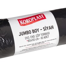 Koroplast Eko Endüstriyel Çöp Poşeti Jumbo Boy 80 x 110 cm Siyah 20 Rulo 10'lu