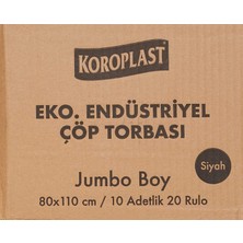 Koroplast Eko Endüstriyel Çöp Poşeti Jumbo Boy 80 x 110 cm Siyah 20 Rulo 10'lu