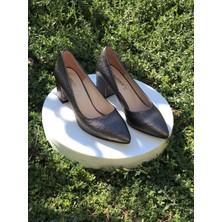 Kafkaslar 5 cm Kalın Topuklu Orta Boy Stiletto Bayan Ayakkabı