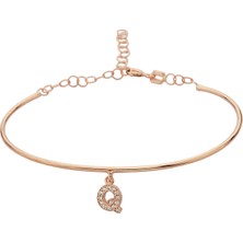 Argentum Concept 18k Altın Kaplamalı 925 Ayar Gümüş Q Harfi Kelepçe Bileklik - 45090003