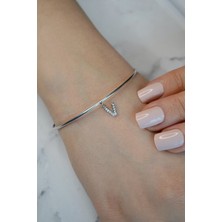 Argentum Concept 18k Altın Kaplamalı 925 Ayar Gümüş V Harfi Kelepçe Bileklik - 45089702