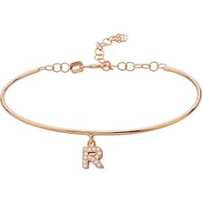 Argentum Concept 18k Altın Kaplamalı 925 Ayar Gümüş R Harfi Kelepçe Bileklik - 45089102