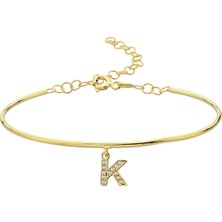 Argentum Concept 18k Altın Kaplamalı 925 Ayar Gümüş K Harfi Kelepçe Bileklik - 45088402