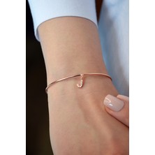 Argentum Concept 925 Ayar Gümüş Rose J Harfi Kelepçe Bileklik - 45088301