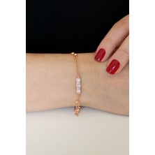 Argentum Concept 925 Ayar Gümüş Baget Taşlı Toplu Çift Zincirli Bileklik - B084301