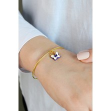 Argentum Concept 18k Altın Kaplamalı 925 Ayar Gümüş Mineli Kelebek Figürlü Kelepçe Bileklik - 45086602