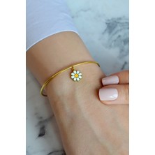 Argentum Concept 18k Altın Kaplamalı 925 Ayar Gümüş Papatyalı Kelepçe Bileklik - 45085801