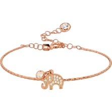 Argentum Concept 925 Ayar Gümüş Fil Figürlü Rose Bileklik - B082801