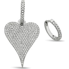 Argentum Concept 925 Ayar Gümüş Kombin Kalp Küpe - 12104301