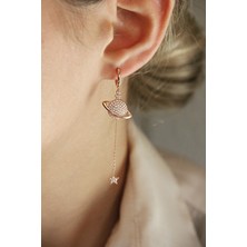 Argentum Concept 925 Ayar Gümüş Rose Satürn Gezegen Küpe - K095901