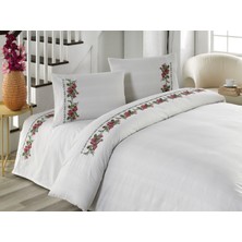 Durul Buldan İşi Otantik Kanaviçeli Çift Kişilik Beyaz Kutulu Nevresim Takım