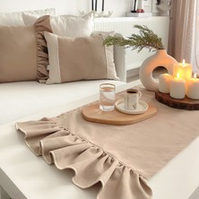 Ritmo Home Fırfırlı Vintage İskandinav Runner Vizon