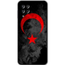 Bera Aksesuar Samsung Galaxy M22 Kılıf Hd Desen Baskılı Arka Kapak - Black Ayyıldız