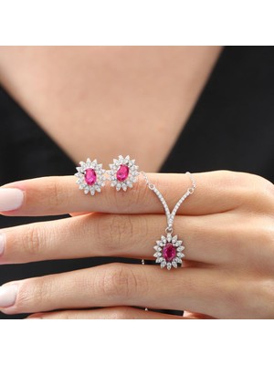 Mia Vento Pırlanta Montür Vega Yıldızı Sentetik Yakut Zarafet Mührü Gümüş Mini Set