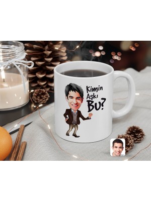 BK Kişiye Özel Erkek Kimin Aşkı Bu Karikatürlü Beyaz Kupa Bardak-2