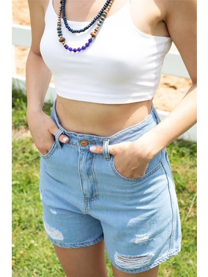 Gils Butik Yırtıklı Eskitme Jean Şort