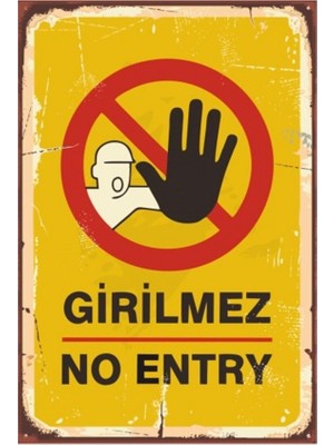 Nature Design Girilmez No Entry (20 cm x 30 Cm) Retro Ahşap Mdf Poster