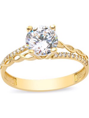 Bilezikci Sonsuzluklu 14 Ayar Tektaş Altın Yüzük