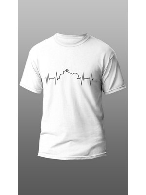 Yasolin Kalp Ritimli Chopper Motorcu T-Shirt, Motorcu T-Shirt, Motorsiklet T-Shirt