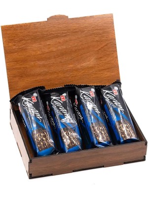 Sevdiklerinize Özel Ahşap Hediye Kutusunda 4 Adet Karam Gurme Bitter Çikolatalı