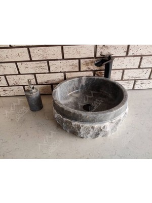 Akm Dekor Grey  Natural Patlatma  Mermer  Lavabo