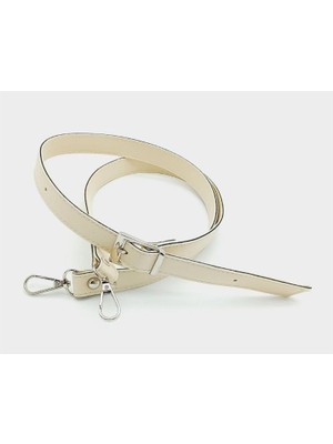 Angel Çanta Aksesuar 120X2 cm Suni Deri Gümüş Tokalı Krem Renk Çanta Sapı