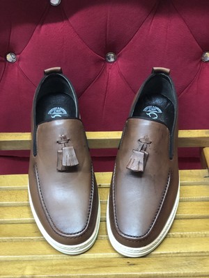 Kafkaslar Ortopedik Püsküllü Yumuşak Yeni Model Loafer Erkek Ayakkabı