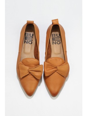 Bueno Shoes Taba Deri Kadın Topuklu Babet