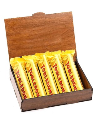 Sevdiklerinize Özel Ahşap  Kutusunda 5 Adet Toblerone