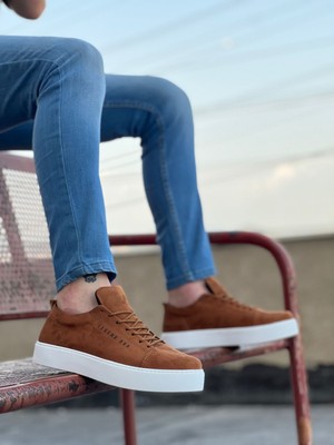 BOA BA0104 Bağcıklı Taba Süet Beyaz Taban Spor Klasik Erkek Ayakkabı