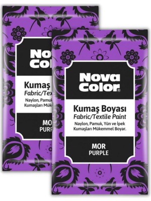 Nova Color Mor Kumaş Boyası Toz 12 gr 2 Adet Nova Color Toz Kumaş Boyası Mor Kot Pantalon Gömlek Tişört Tekstil Kumaş Boyası 2 Adet