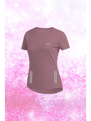 Poseidon Storm Kadın Gül Kurusu Dri-Fit Kumaş Baskısız Günlük Rahat T-Shirt   S-3xl