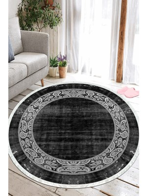 Napoli Home Çerçeveli Dijital Baskılı Kaymaz Yıkanabilir Yuvarlak Salon Halısı ve Mutfak Halısı NHY-SD-1076