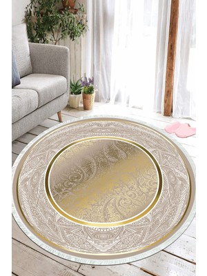 Napoli Home Modern Dijital Baskılı Kaymaz Yıkanabilir Yuvarlak Salon Halısı ve Mutfak Halısı NHY-SD-378