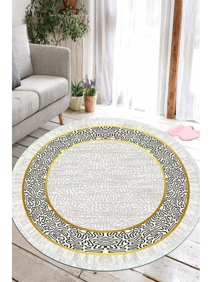 Napoli Home Çerçeveli Dijital Baskılı Kaymaz Yıkanabilir Yuvarlak Salon Halısı ve Mutfak Halısı NHY-SD-1071