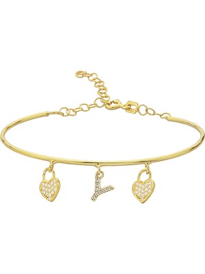 Argentum Concept 925 Ayar Gümüş Kalpli Y Harfi Kelepçe Bileklik - 45094500