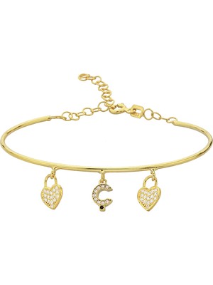 Argentum Concept 925 Ayar Gümüş Kalpli Ç Harfi Kelepçe Bileklik - 45092000