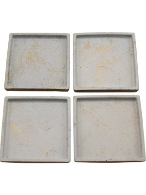 Bubigo Kare Beton Bardak Altlığı, Gold 4’lü Set