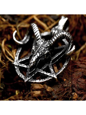 Viking Sabbatic Keçi Ritüel Baphomet Pentagram Keçi Kolye