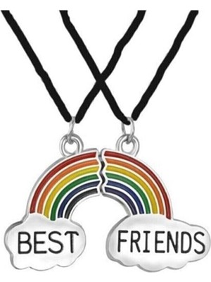 Trend Collection 2 Adet Arkadaşlık Best Friends Bff Kolyesi, Gökkuşağı Kolye