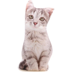 Yeşil Gözlü Açık Kahve Kedi Peluş Yastık