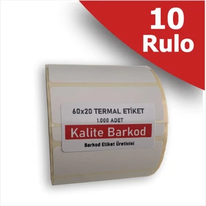 Kalite Barkod 60X20 Termal Etiket | 10 Rulo Barkod Etiketi