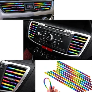 Araç İçi Klima Izgara Hava Çıkış Dekoratif Şeritler Klima Şerit Rainbow ( Rengarenk )