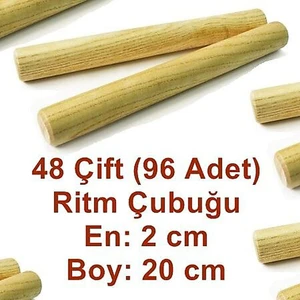 Ritim Çubuğu 96 Adet Fırınlanmış Meşe Pürüzsüz 20 cm 20 mm